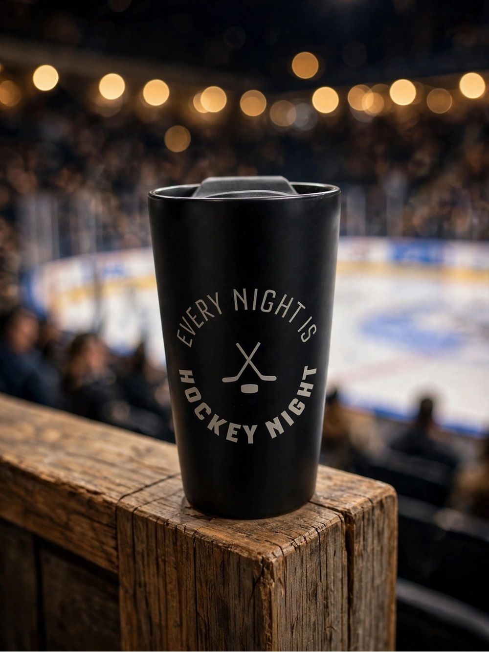 Indigo Every Night Is Hockey Night Black Travel Tumbler